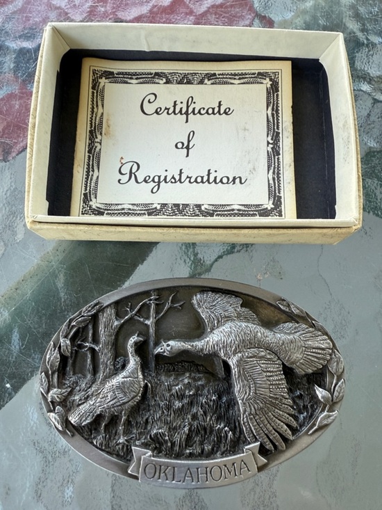 Other - NWT - Oklahoma belt buckle with certificate of registration